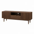 Meuble TV 2 portes 1 tiroir marron noyer MDF rectangulaire 160 x 40 x 60 cm