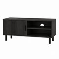 Meuble TV noir en panneaux MDF rectangulaire avec porte coulissante 120 x 40 x 60 cm