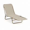 Bain de soleil pliant beige en acier et polyester 145 x 60 x 85 cm