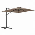 Parasol déporté carré beige en polyester et acier 300 x 300 x 250 cm