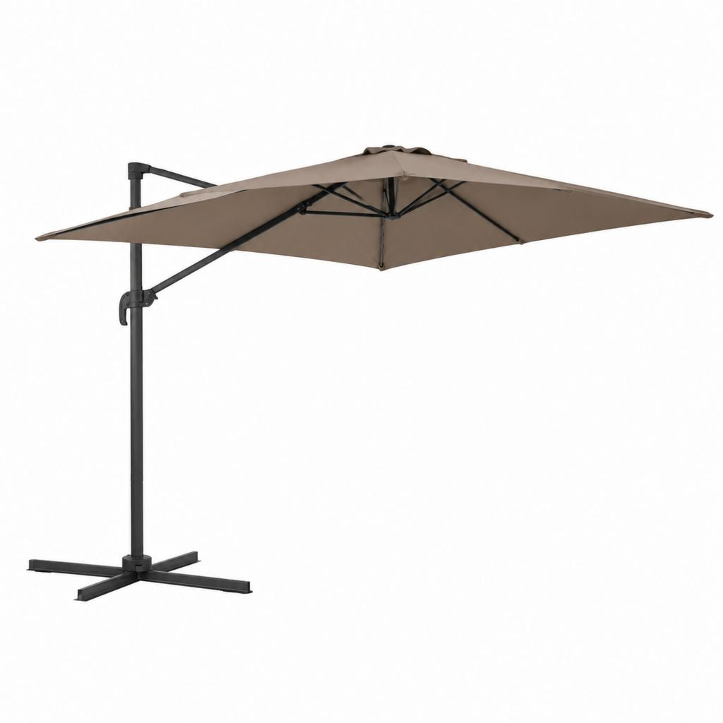Parasol déporté carré beige en polyester et acier 300 x 300 x 250 cm
