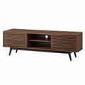 Meuble TV 180 x 40 x 55 cm brun noyer en MDF plaqué avec portes coulissantes et passe-câbles