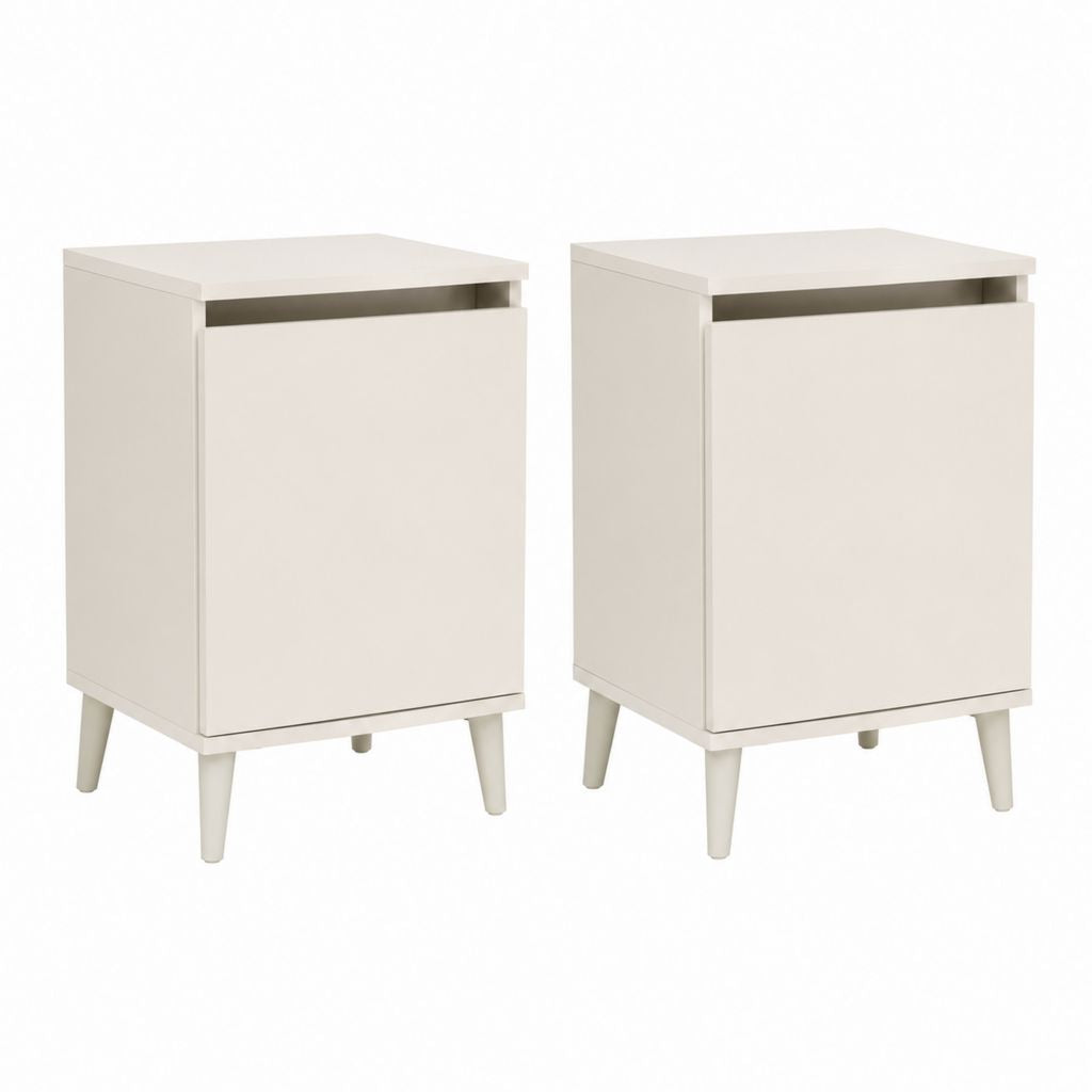 Lot de 2 tables de chevet blanches en MDF rectangulaires 40 x 35 x 60 cm avec tiroir