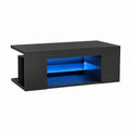 Meuble TV noir en MDF rectangulaire avec éclairage LED bleu 160 x 40 x 45 cm
