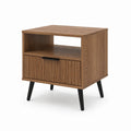 Table de chevet rectangulaire noyer en panneaux de particules 60 x 40 x 60 cm avec niche et placard