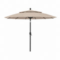 Parasol de jardin rond beige en polyester et acier avec manivelle Ø 300 cm hauteur 248 cm